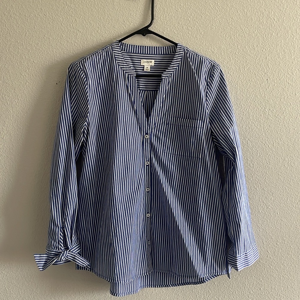 J.Crew Factory Striped Button-Down Shirt with Tie Sleeves - Picture 2 of 7